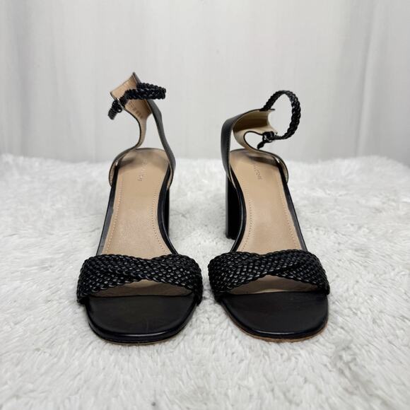 POUR LA VICTOIRE ANTHRO / Hazel black braided ankle strap heeled sandals / 10 - Picture 5 of 11